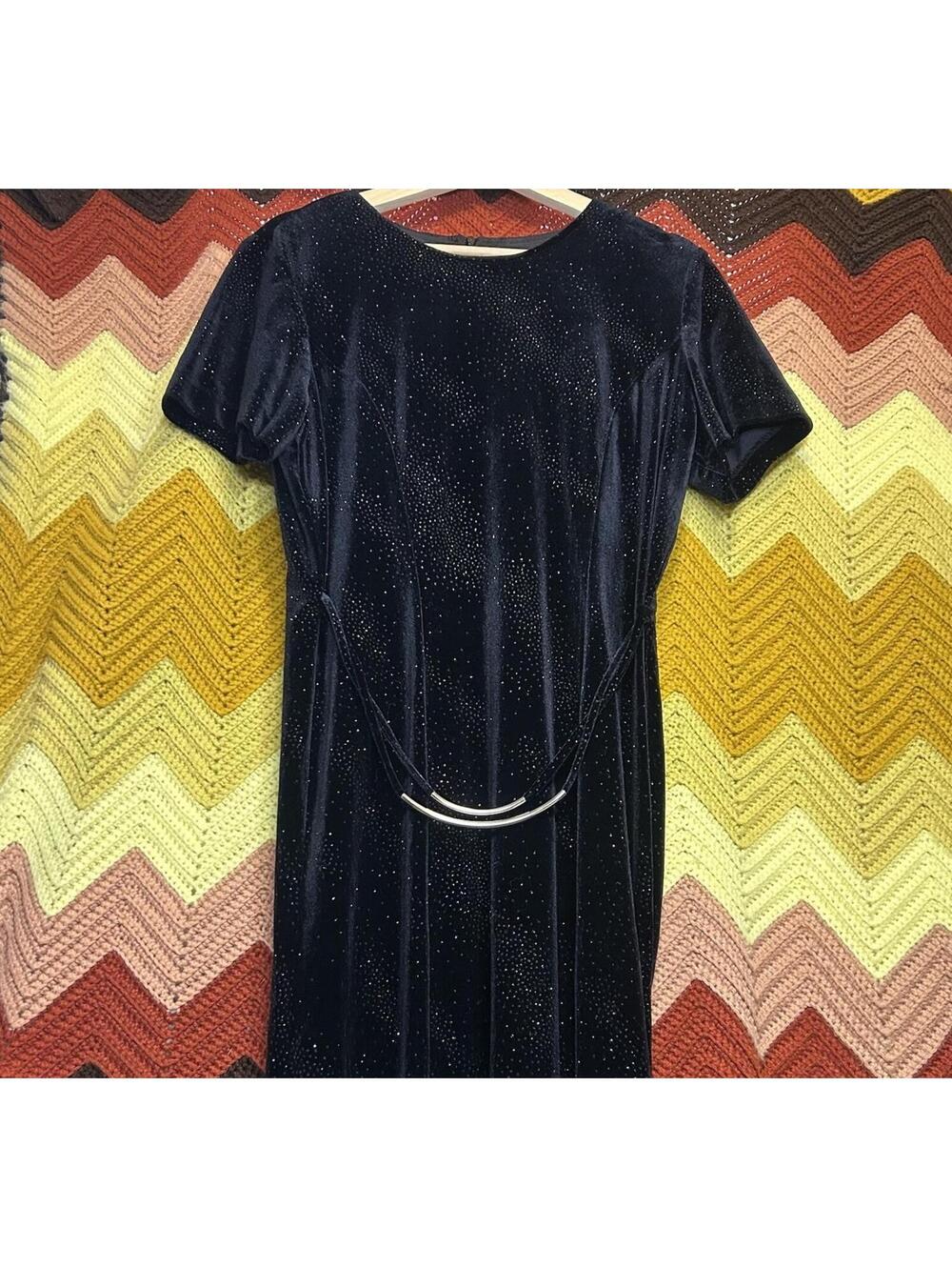 Another Thyme Dress Witchy Black Velvet women 14 Fairy WhimsyGoth vtg 90s Velour